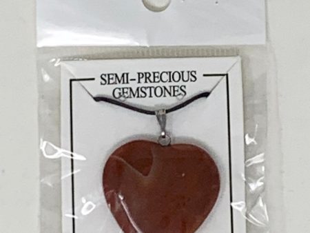 Corded Gemstone Carnelian 30mm Heart Necklace Hot on Sale