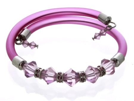 WRAP MEMORY FACETED CRYSTAL PURPLE BRACELET on Sale