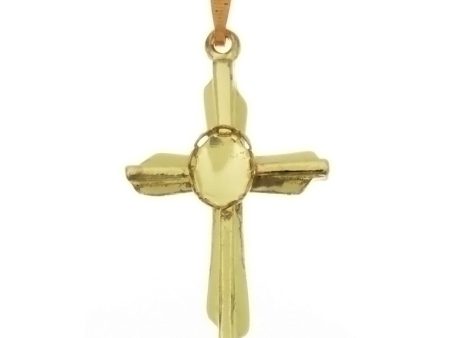 Cabochon Setting Cross Pendant Holds 6x8 mm Cabochon For Sale