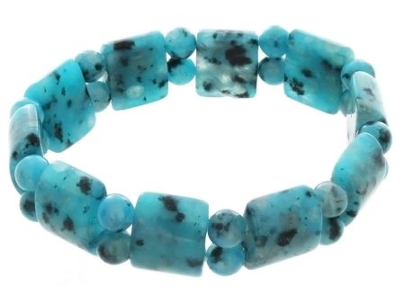 STRETCH GEMSTONE KIWI STONE BLUE TANKER BRACELET Sale