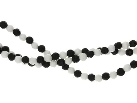 BLACK & WHITE ROUND FACETED 4 MM STRAND Online now