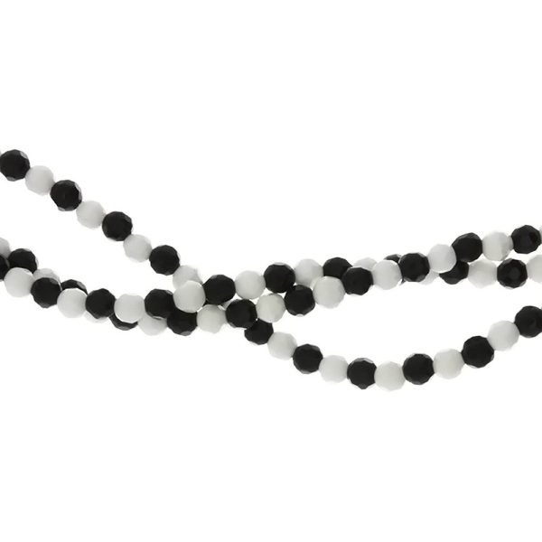 BLACK & WHITE ROUND FACETED 4 MM STRAND Online now