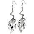 DANGLE THREAD WEAVE & SEED BEAD SPIRAL B & W EARRINGS Fashion