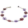 LINK RHODONITE & PURPLE JADE FLOWER SS BRACELET Cheap