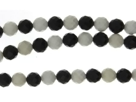 BLACK & WHITE ROUND FACETED 8 MM STRAND For Discount