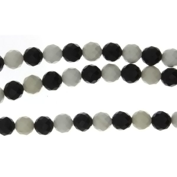 BLACK & WHITE ROUND FACETED 8 MM STRAND For Discount