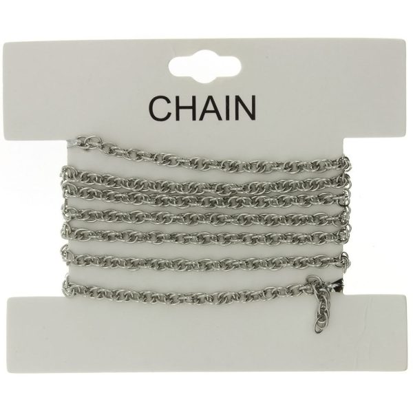 CHAIN NO-CLASP ROPE RHODIUM 3 MM X 1 YD Sale