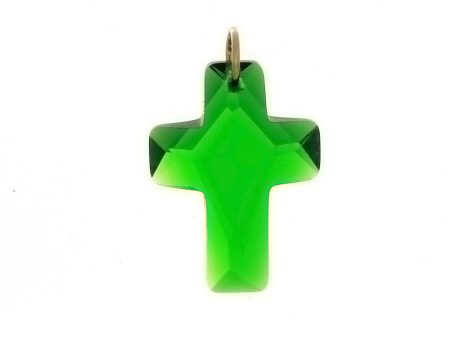 CZ Cross Green 13 X 18 mm Pendant For Cheap