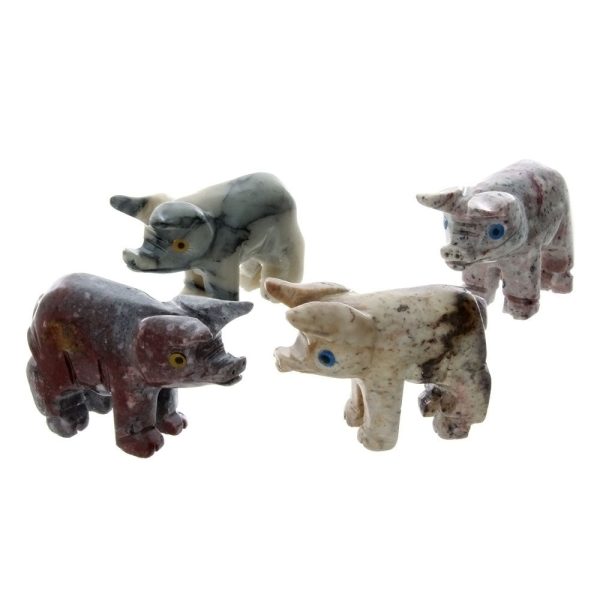 ANIMAL PIG SOAPSTONE CARVING (3) For Cheap