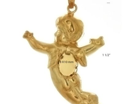 Cabochon Setting Cherub Pendant Holds 8x10 mm Cabochon Discount