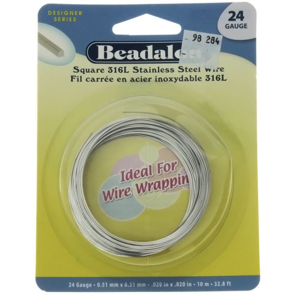 BEADALON 24 GAUGE SQUARE STAINLESS WIRE (10 M) Online now