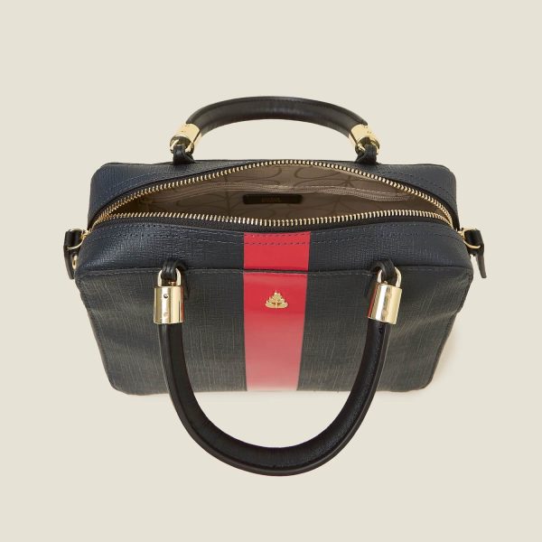 Block Medium Handbag - Shiny Stripe Navy Red Online