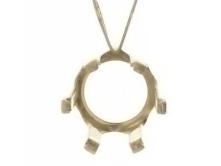 Gold 14K Pendant Snap Set 6 Prong Setting Holds 8mm Round Hot on Sale