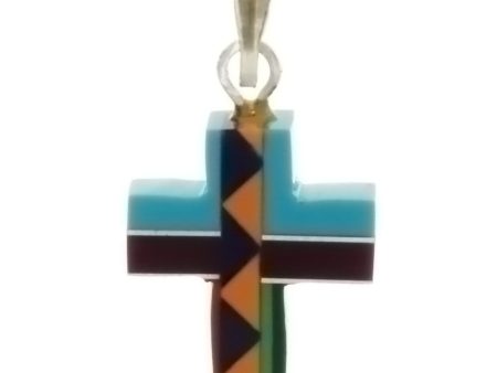 PAINTED MOSAIC CROSS 13 X 15 MM PENDANT Online Hot Sale