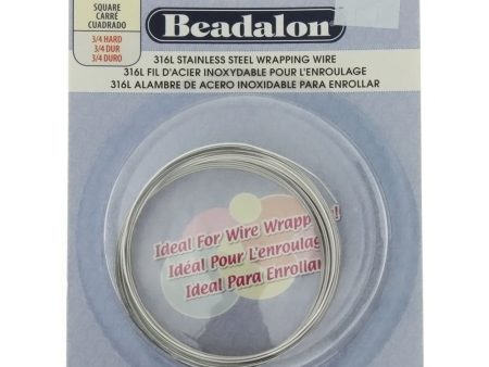 BEADALON 22 GAUGE SQUARE STAINLESS WIRE (6.5 M) Online Sale