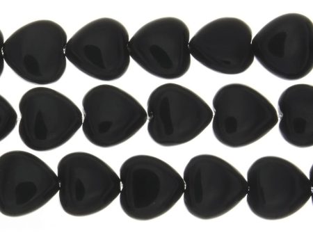 BLACK STONE HEART 12 MM STRAND For Discount