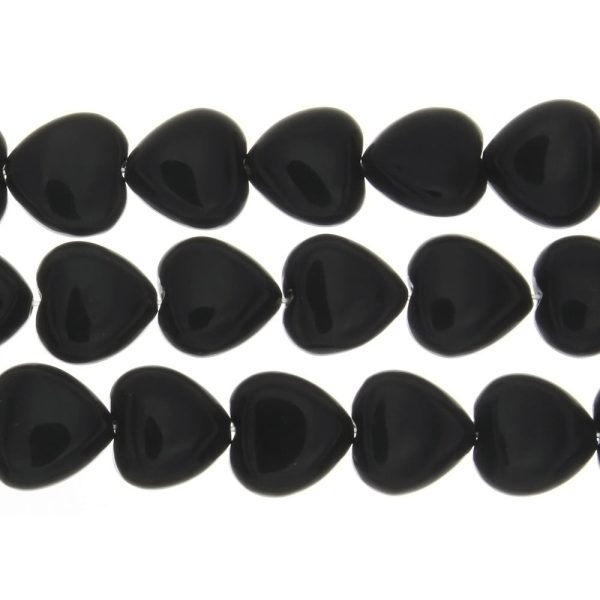 BLACK STONE HEART 12 MM STRAND For Discount