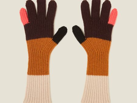 Colour Block Gloves - Neon Orange Online