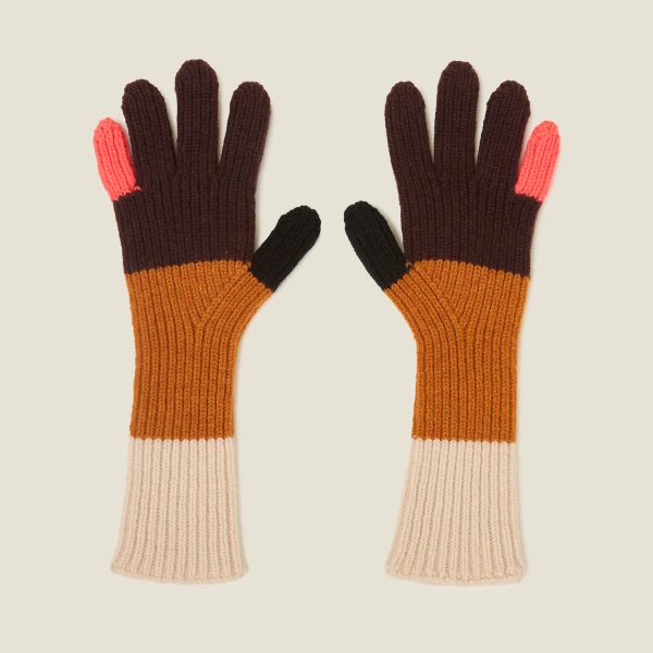 Colour Block Gloves - Neon Orange Online