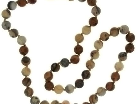 BEADED GEMSTONE CRAZY LACE AGATE ROUND NECKLACE For Sale