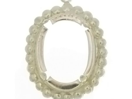 Cabochon Setting Sterling Silver Pendant Frame Holds 18x13 Cabochon Fashion