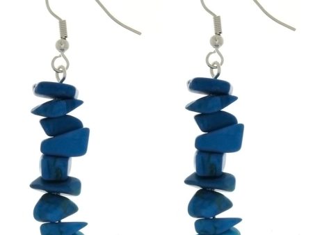 DANGLE CHIP BLUE HOWLITE EARRINGS For Discount