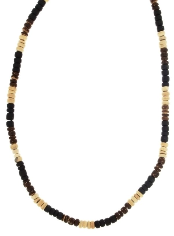 BEADED NATURAL WOOD COCO HEISEI NECKLACE on Sale