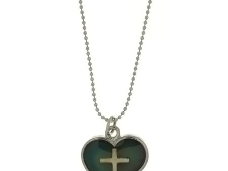 CHAIN CHARM MOOD HEART W  CROSS NECKLACE Supply