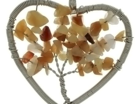 METAL TREE OF LIFE HEART 40 MM PENDANT For Sale