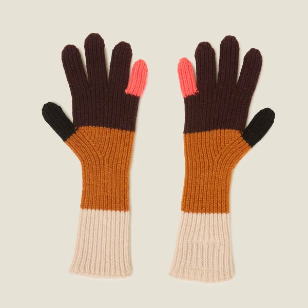 Colour Block Gloves - Neon Orange Online