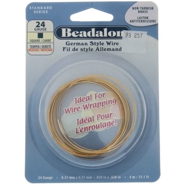 BEADALON 24 GAUGE SQUARE GOLD WIRE (4 M) Sale