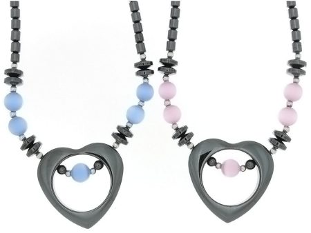 BEADED GEMSTONE HEMATITE W  HEART NECKLACE Online Sale