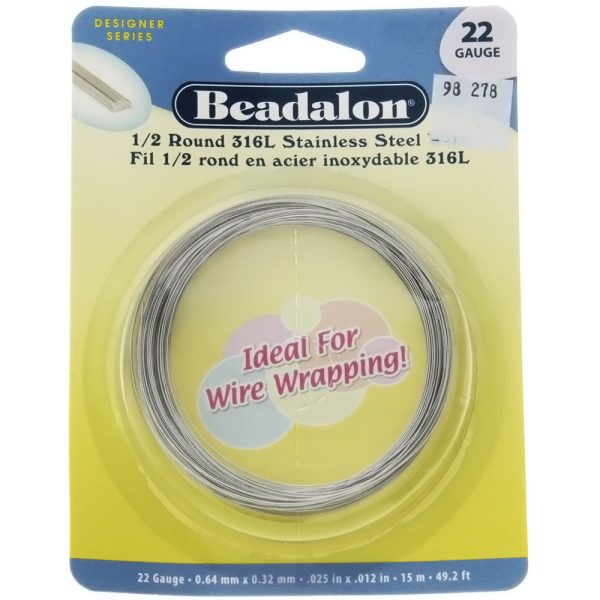 BEADALON 22 GAUGE HALF-ROUND STAINLESS WIRE (15 M) For Cheap