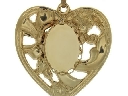 Cabochon Setting Heart Pendant Holds 13x18 mm Oval Cabochon on Sale