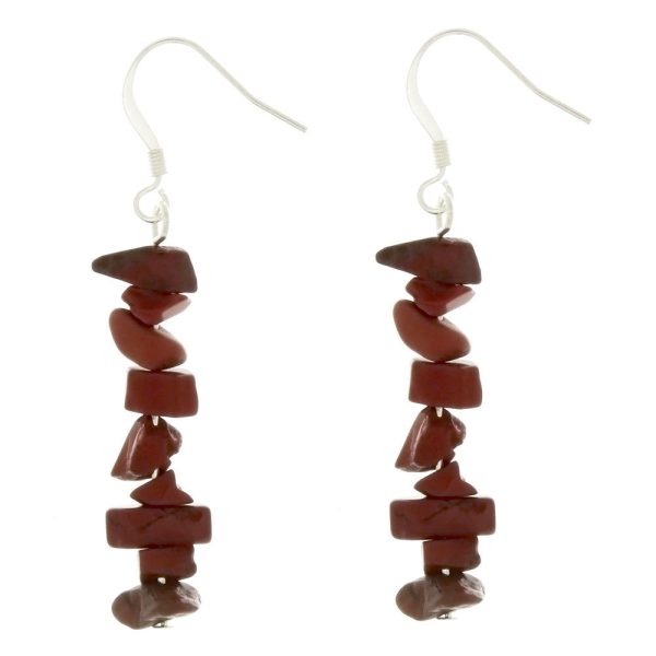 DANGLE CHIP RED JASPER EARRINGS Fashion