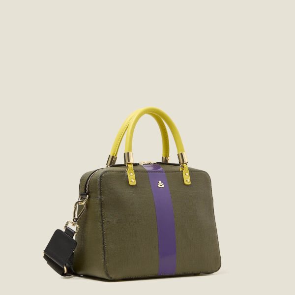 Block Medium Handbag - Shiny Stripe Spruce Purple Sale