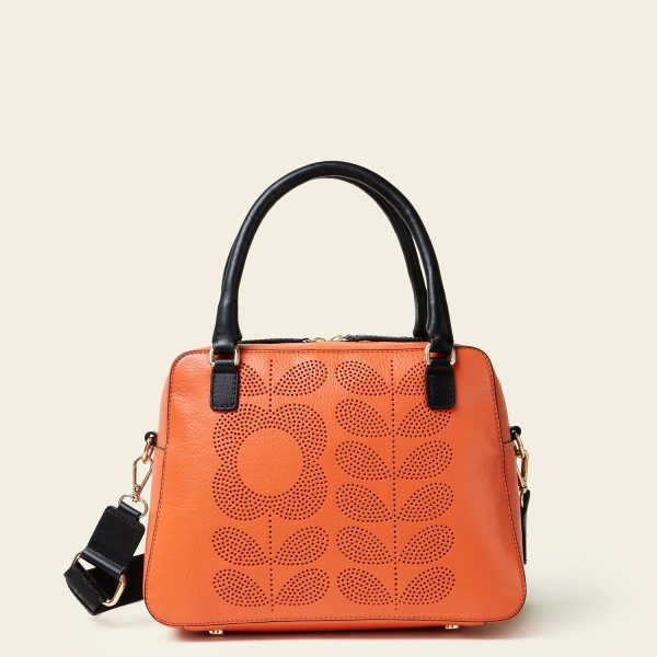 Beatrice Handbag - Punched Tall Flower Orange Online