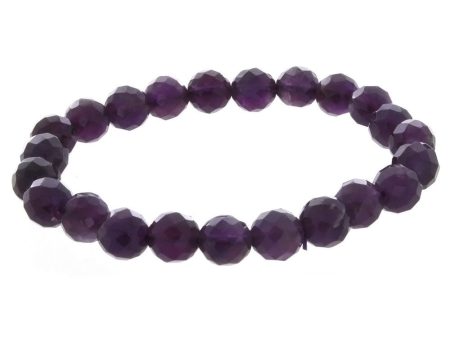 STRETCH GEMSTONE AMETHYST ROUND FACETED BRACELET Online now