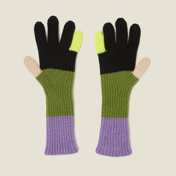 Colour Block Gloves - Neon Yellow Sale