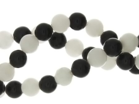 BLACK & WHITE ROUND 6 MM STRAND on Sale