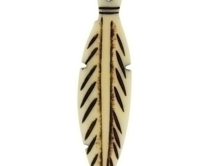 NATURAL BONE FEATHER 16 X 52 MM PENDANT Online now