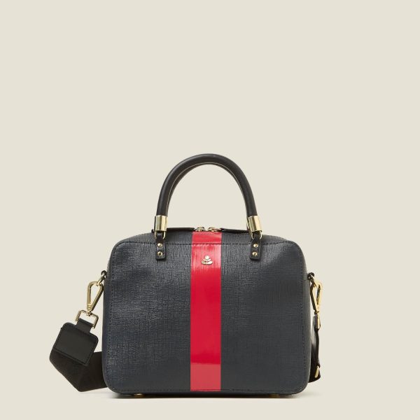 Block Medium Handbag - Shiny Stripe Navy Red Online