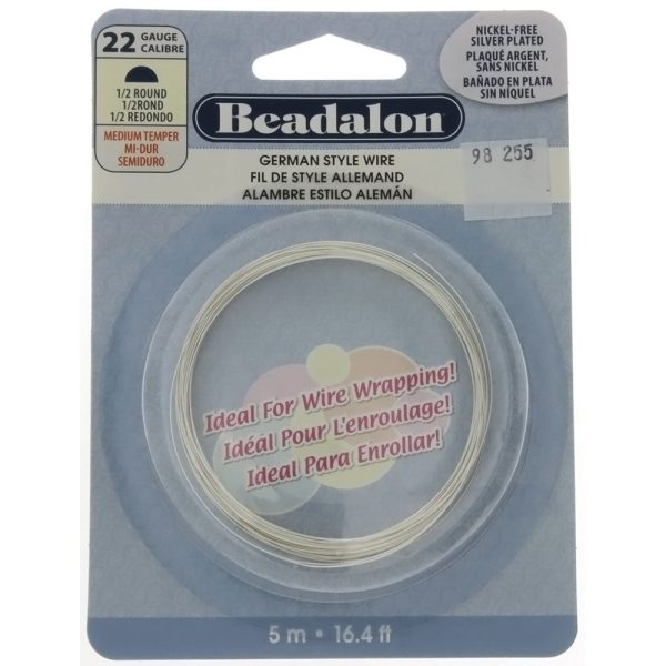 BEADALON 22 GAUGE HALF-ROUND SILVER WIRE (5 M) Online Sale