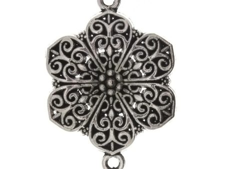 BEAD CONNECTOR CHARM FLOWER 30 X 40 MM PEWTER FINDING For Discount