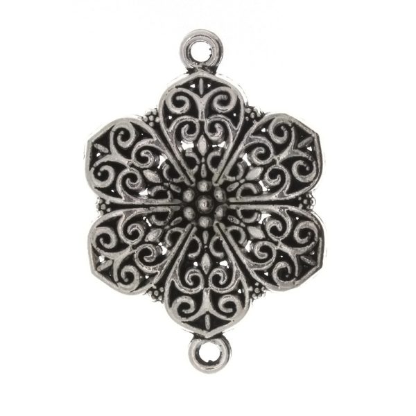 BEAD CONNECTOR CHARM FLOWER 30 X 40 MM PEWTER FINDING For Discount