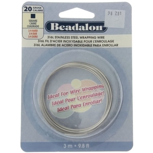 BEADALON 20 GAUGE SQUARE STAINLESS WIRE (3 M) Online now