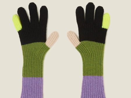 Colour Block Gloves - Neon Yellow Sale