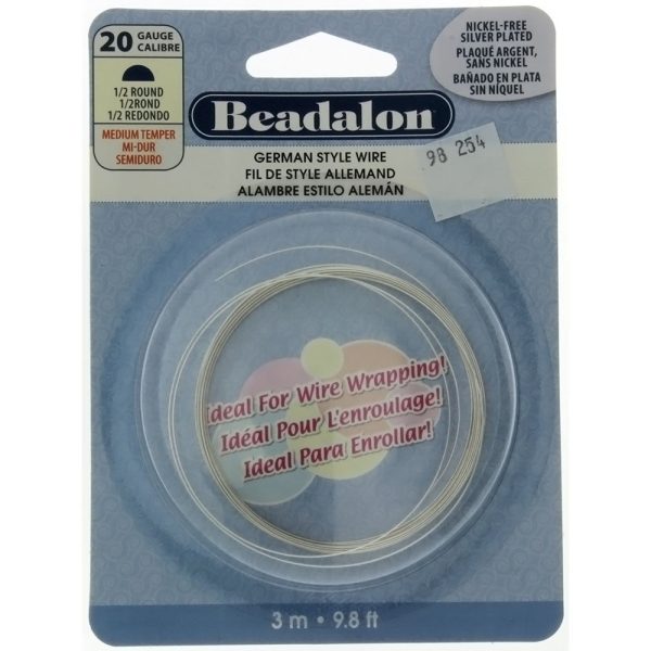 BEADALON 20 GAUGE HALF-ROUND SILVER WIRE (3 M) Online Sale