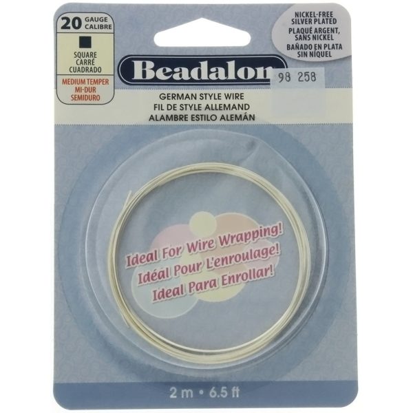 BEADALON 20 GAUGE SQUARE SILVER WIRE (2 M) Cheap