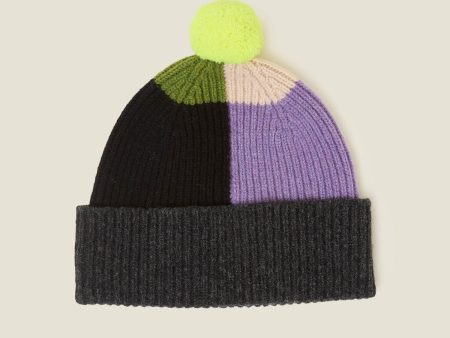 Colour Block Beanie - Neon Yellow Online now